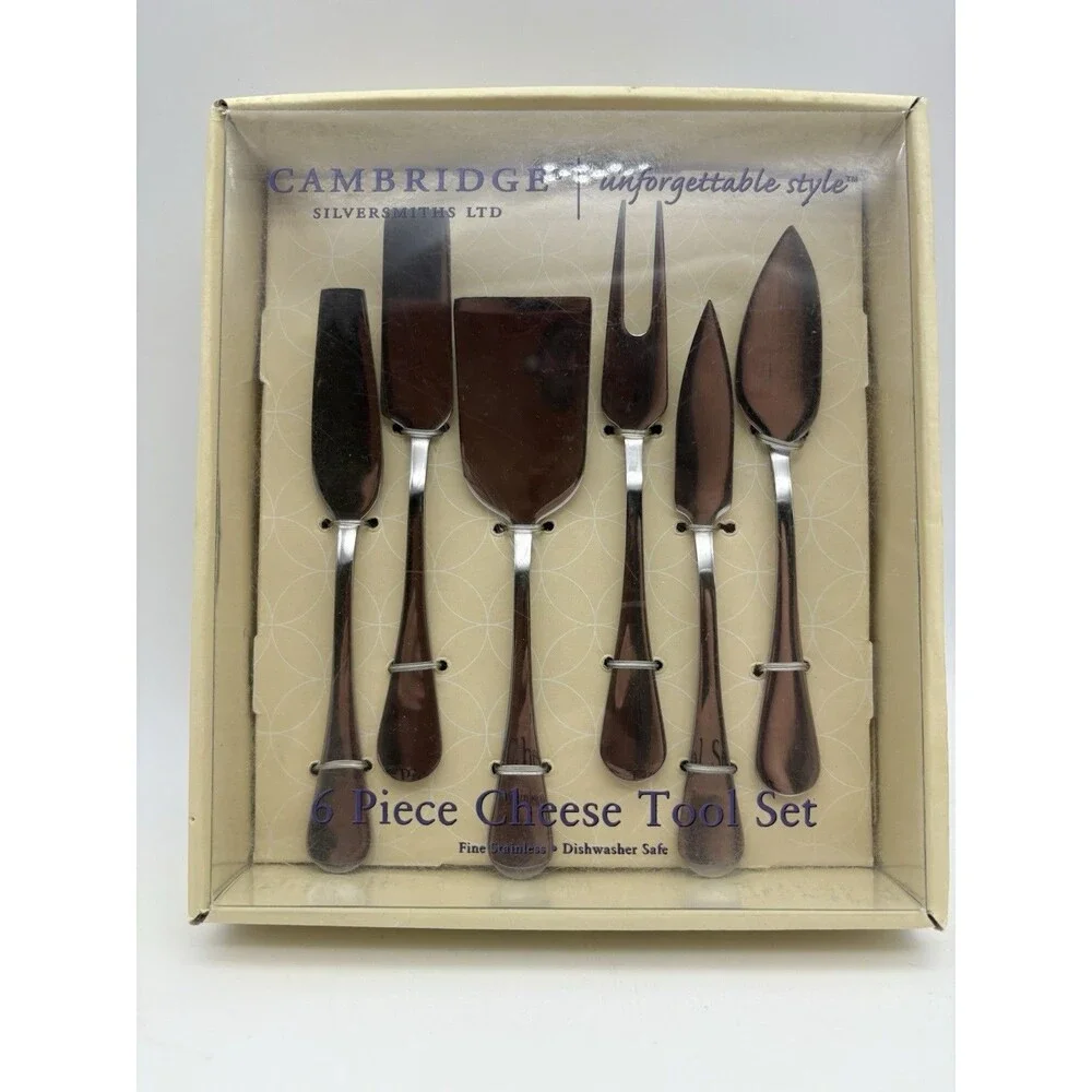 Cambridge Silversmiths 6-Piece Cheese Tool Set Stainless Steel New in Box